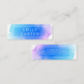 Zachte Paarse blauwe Waterverf Mini Visitekaartje (Voorkant / Achterkant)