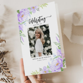 Zachte Paarse bloemblaadjes gevouwen begrafenispro Flyer