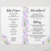 Zachte Paarse bloemblaadjes gevouwen begrafenispro Flyer (Achterkant)