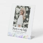 Zachte Paarse bloemblaadjes voor altijd in ons har Reclamebord Met Voetstuk (Voorkant)