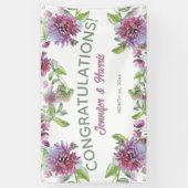 Zachte Paarse Bloemen Hangende Trouwbanner Spandoek (Verticaal)