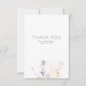 Zachte paarse bloemen minimalistisch klein dank u bedankkaart (Voorkant)
