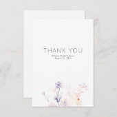 Zachte paarse bloemen minimalistisch klein dank u bedankkaart (Voorkant / Achterkant)