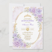 Zachte Paarse Bloemen Quinceañera 15e Verjaardag Kaart (Voorkant)