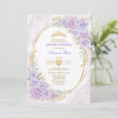 Zachte Paarse Bloemen Quinceañera 15e Verjaardag Kaart (Staand voorkant)