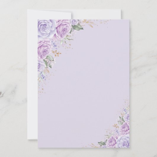 Zachte Paarse Bloemen Quinceañera 15e Verjaardag Kaart (Achterkant)