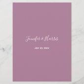Zachte Paarse Bloemen Wedding Receptie Menu Kaart (Achterkant)