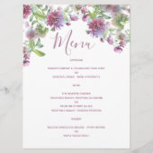 Zachte Paarse Bloemen Wedding Receptie Menu Kaart (Voorkant)