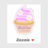 Zachte paarse crème cupcakes aangepaste sticker (Vel)