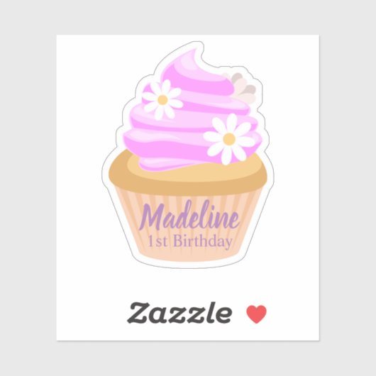 Zachte paarse crème cupcakes aangepaste sticker (Vel)