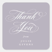Zachte Paarse Elegante Script Afstudeer Dankjewel Vierkante Sticker (Voorkant)