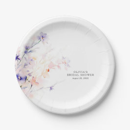 Zachte Paarse en Blush Bloemen Elegant Minimalisti Papieren Bordje