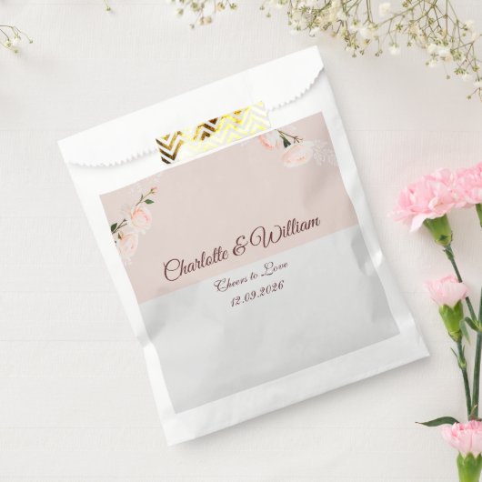 Zachte paarse en grijze effecten met bloem bedankzakje (Gezegeld)