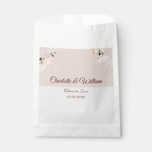 Zachte paarse en grijze effecten met bloem bedankzakje (Voorkant)