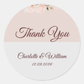 Zachte paarse en grijze effecten met bloem ronde sticker (Voorkant)