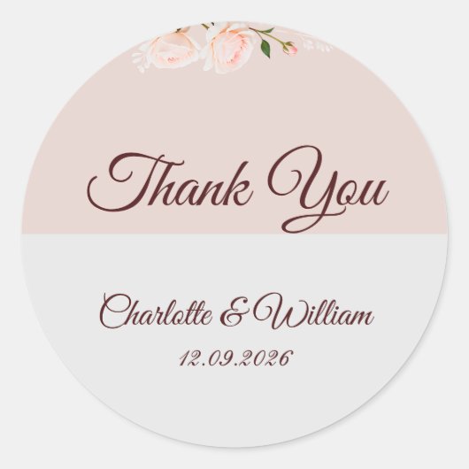 Zachte paarse en grijze effecten met bloem ronde sticker (Voorkant)