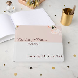 Zachte paarse en grijze effecten met bloemen gastenboek