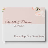 Zachte paarse en grijze effecten met bloemen gastenboek (Voorkant)