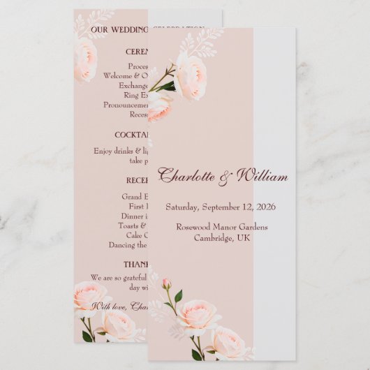 Zachte paarse en grijze effecten met bloemen programmakaart (Voorkant / Achterkant)