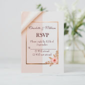 Zachte paarse en grijze effecten met bloemen RSVP kaartje (Staand voorkant)