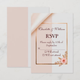 Zachte paarse en grijze effecten met bloemen RSVP kaartje