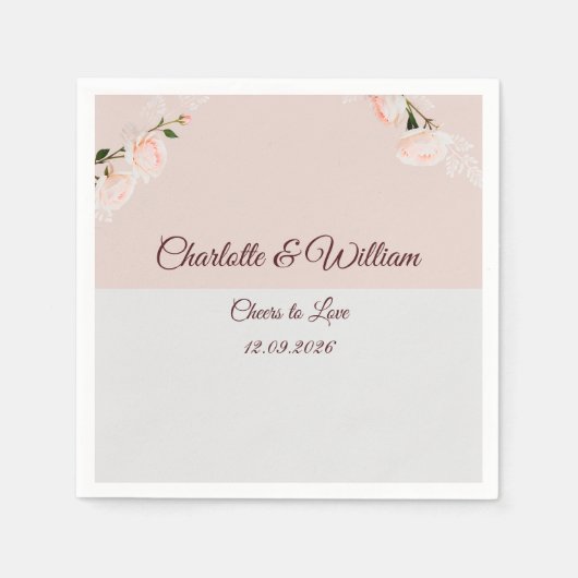 Zachte paarse en grijze effecten met bloemen servet (Voorkant)