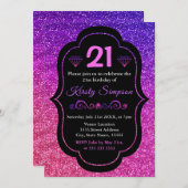 Zachte Paarse en roze gradiënt Glitter Birthday Kaart (Voorkant / Achterkant)