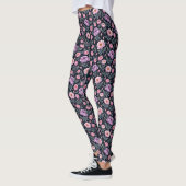 Zachte Paarse en Thulian Roze Bloemen Leggings (Links)