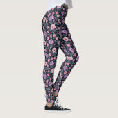 Zachte Paarse en Thulian Roze Bloemen Leggings (Rechts)