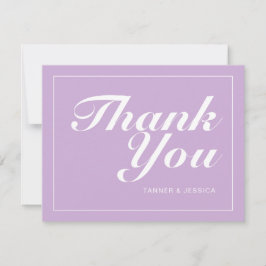 Zachte Paarse en witte moderne minimalistische bru Bedankkaart