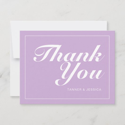 Zachte Paarse en witte moderne minimalistische bru Bedankkaart (Voorkant)