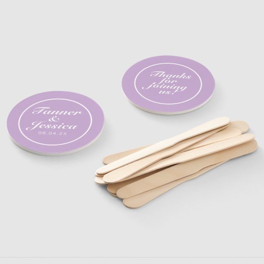 Zachte Paarse en witte moderne minimalistische bru Handwaaier (Niet-gemonteerd)