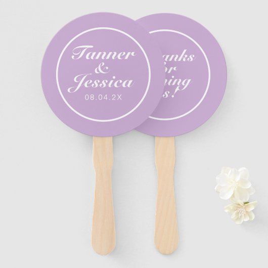 Zachte Paarse en witte moderne minimalistische bru Handwaaier (Voorkant en achterkant)