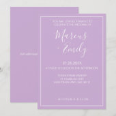 Zachte Paarse en witte moderne minimalistische bru Kaart (Voorkant / Achterkant)