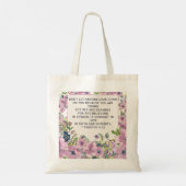 Zachte Paarse Floral Christelijke Bijbel Verse Can Tote Bag (Achterkant)