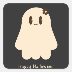 Zachte Paarse Geest Zalig Halloween Vierkante Stic Sticker