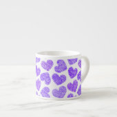 Zachte Paarse Gekrabbelde Hart Valentijnsdag Patro Espresso Kop (Voorkant rechts)