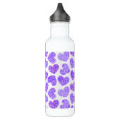 Zachte paarse gekrabbelde hart Valentijnsdag-patro Waterfles (Links)