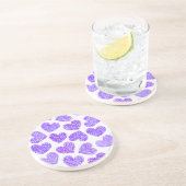 Zachte paarse gekrabbelde hart Valentijnsdag patro Zandsteen Onderzetter (Zijkant)