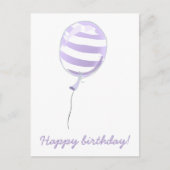 Zachte Paarse Gestreepte Ballon - Kinderverjaardag Briefkaart (Voorkant)