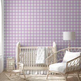 Zachte Paarse Ginghamruit – Zachte Pastel Cottage Behang