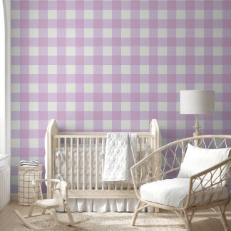 Zachte Paarse Ginghamruit – Zachte Pastel Cottage Behang