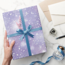 Zachte Paarse Gloed Witte Glitter Patroon Cadeaupapier