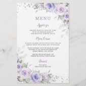 Zachte Paarse Lavendel Bloemen Groen Menu Blad (Voorkant)