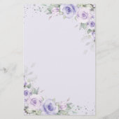 Zachte Paarse Lavendel Bloemen Groen Menu Blad (Achterkant)