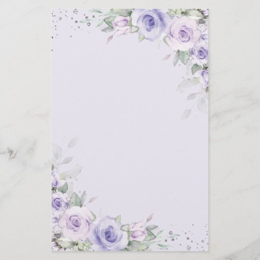 Zachte Paarse Lavendel Bloemen Groen Menu Blad (Achterkant)