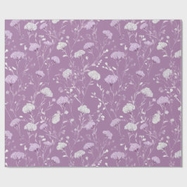 Zachte Paarse Lavendel Witte Bloemmotief Cadeaupapier