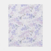 Zachte Paarse Lavendel Witte Bloemmotief Fleece Deken (Voorkant)