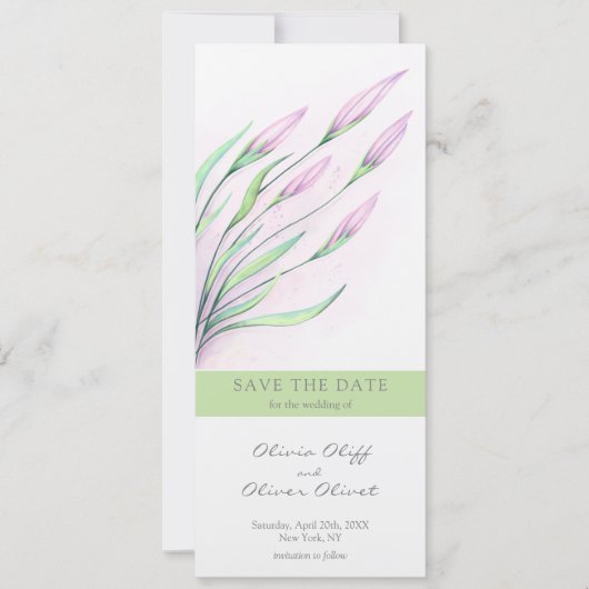 Zachte Paarse lelies Bewaar de datum Kaart (Voorkant)