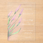 Zachte Paarse lelies bruiloft Acryl Uitnodigingen (Voorkant)